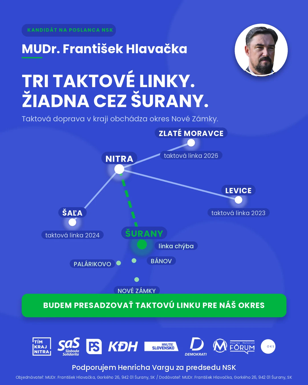 Taktová doprava pre okres Nové Zámky Mapa taktových liniek Nitrianskeho kraja: Nitra – Levice (2023), Nitra – Šaľa (2024), Nitra – Zlaté Moravce (2026). Šurany a okres Nové Zámky bez taktovej linky.